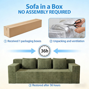 <b>Convertible</b> Sofa Set Corduroy Fabric Deep Seat Comfy Loveseat No Assembly Required Modern Design for Apartment Living - Product Image 6