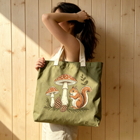 Sac à fermeture éclair en toile personnalisé, motif de dessin animé, poignée longue, lavable, réutilisable, pochette d'emballage portable, accessoires de camping