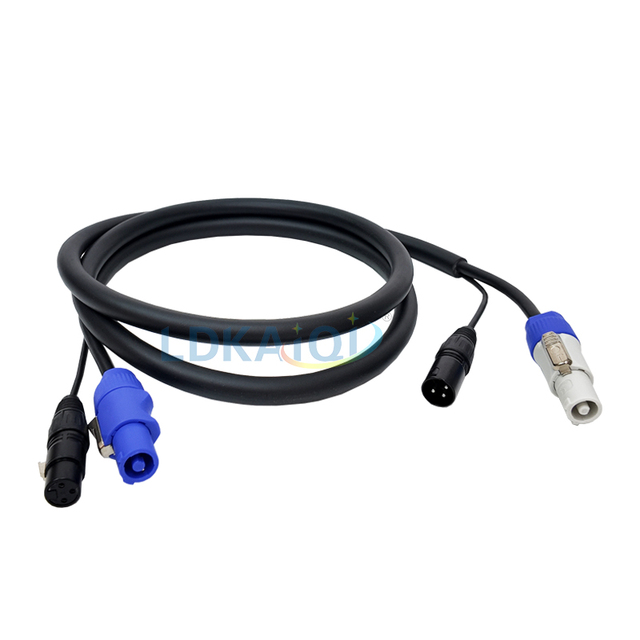 OEM Custom Hybrid Cable 2m DMX XLR PowerCON 3Pin 5Pin for Stage Lighting