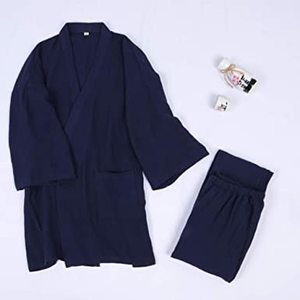Robe de méditation japonaise pour hommes en gros, peignoir en coton double gaze, kimono, <span class=keywords><strong>pyjama</strong></span> - Product Image 4
