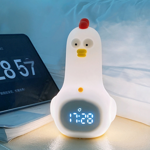 Nouveau produit 2022 bébé mignon poulet réveil lumière réveil et lampe enfants LED horloge numérique avec Silicone souple nuit - Product Image 2
