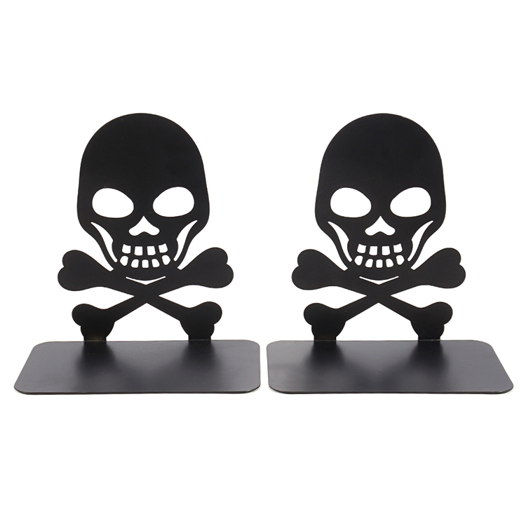 Черная Подставка для книг с лазерной резкой в виде черепа на заказ, металлическая подставка для книг, декоративная настольная подставка для книг для дома и офиса