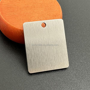14号矩形拉丝不锈钢实心黄铜空白金属板个性化ID标签 - Product Image 4