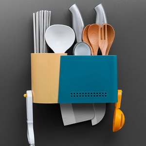 Wholesale Home Kitchen Silverware Flatware Caddy Holder <b>Storage</b> <b>Basket</b> Self Adhesive <b>Wall</b> Mounted Cutlery - Product Image 2