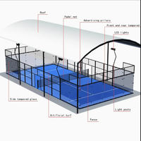 Terrain de padel extérieur avec toit rétractable électrique, imperméable, taille personnalisée, terrain de padel standard avec système d'éclairage LED