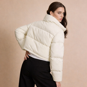Manteau matelassé élégant pour <span class=keywords><strong>femme</strong></span>, style urbain, veste courte matelassée minimaliste à col montant, streetwear d'hiver, <span class=keywords><strong>doudoune</strong></span> - Product Image 2