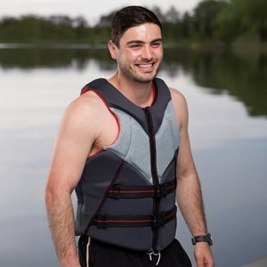 Gilet de sauvetage en néoprène pour adulte, gilet d'impact pour sports nautiques avec boucles à dégagement rapide et fermeture éclair frontale pour le wakeboard et le jet ski - Product Image 6
