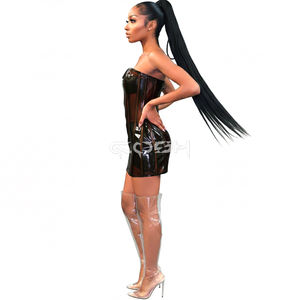 Brown Transparent PVC Corset Dress | See through Clear Corset For Women | Corsets Dresses Manufacturer From Pakistan - Product Image 2