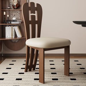 Dining Chairs Solid Wood French Countryside Style Cotton Linen Fabric Home Use Vintage Design - Product Image 4