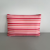 Pochette de maquillage légère en néoprène rayé imprimé, organiseur plat et fin avec fermeture éclair métallique pour sac à main femme, cosmétiques, cadeau promotionnel