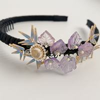 Serre-tête de luxe en soie et strass pour filles avec couronne de fleurs en cristal et perles, chouchous – Accessoires de mode pour cheveux pour femmes