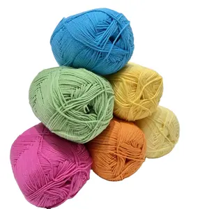 Fio de crochê mercerizado para bebês, fio de tricô premium de 4 camadas e 5 camadas, 50g e 100g, mais vendido