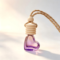 Diffuseur de voiture en verre vide en forme de cœur, rechargeable, 6 ml, couleur dégradée, pour aromathérapie et désodorisant