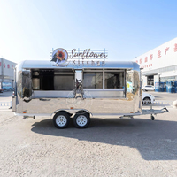 Nouveau 304 En Acier Inoxydable Mobile Food Trucke Camper Van Hot Dogs Food Cart Café Crème Glacée Alimentaire Remorque avec Cuisine Complète