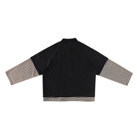 2025 nouveau coton respirant pull ample à manches longues t-shirts Double couche manches rayé Polo cou T-Shirt