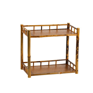 Yunfei Bamboo Mat Double Layer Display <b>Stand</b> Rectangle Storage Rack For <b>Tea</b> Set And Decorative Items - Product Image 5
