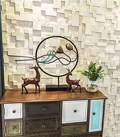 Panneau mural en travertin mosaïque moderne de haute qualité Soft Stone MCM, imperméable, pour décoration murale intérieure et extérieure, échantillons