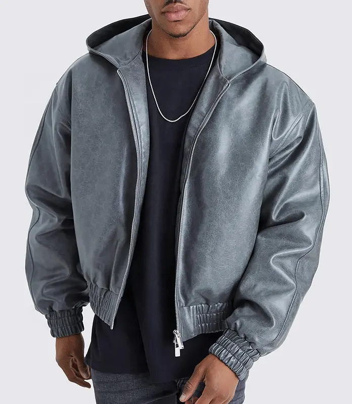 High Quality Oversized Winter Outdoor heavyweight Anorak Flight Leather Bomber Jackets For Men