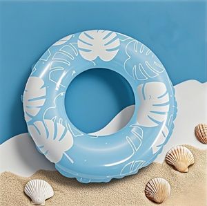 Anneau de natation gonflable en PVC bleu et blanc personnalisé pour les enfants pour les jeux aquatiques d'été et les activités de <span class=keywords><strong>plage</strong></span> - Product Image 1
