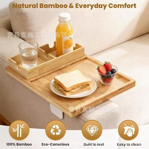 Plateau d'accoudoir en bambou 38,1x24,89x2,5cm avec porte-gobelet pour canapé, salon, chambre à coucher - Product Image 5