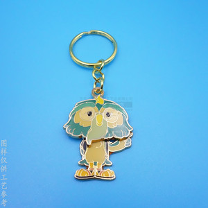 Llavero de Metal con Diseño de Búho de Dibujos Animados, Aleación de 55x25mm, Impresión Serigráfica, Colgante Hecho a Mano para Regalo - Product Image 1