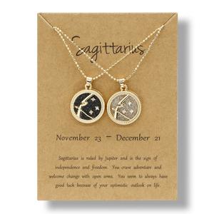 Kalung rantai emas Choker astrologi, Kalung Wish Card 12 zodiak untuk pasangan - Product Image 5