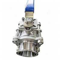 Vanne à boisseau sphérique sanitaire 3 pouces en acier inoxydable SS304, à raccord rapide Tri-Clamp, à plateforme haute, 3 pièces, de qualité alimentaire