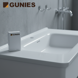 Grand meuble de salle de bain <span class=keywords><strong>en</strong></span> <span class=keywords><strong>pierre</strong></span> artificielle blanche avec lavabo design moderne et lavabo mural rectangulaire pour hôtels - Product Image 1