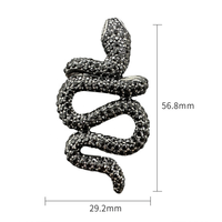Pendentif Dragon en Acier Inoxydable Argenté Antique Incrusté de Zircon Noir, Breloques Punk Tendance en Acier Titane pour Collier Homme Bijoux