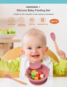 Ensemble repas bébé <span class=keywords><strong>en</strong></span> <span class=keywords><strong>silicone</strong></span> écologique personnalisé <span class=keywords><strong>en</strong></span> gros, comprenant bol, gobelet à collation, fourchette, cuillère et assiette - Product Image 6