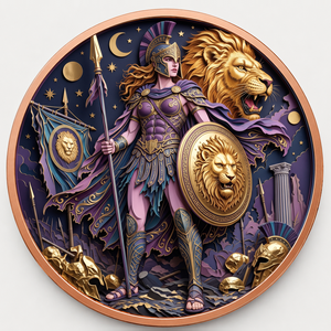 Pièce de monnaie Spartan Guerriers de l'Histoire en Cuivre Pur 999 de 1 oz, Relief 3D, Coloration UV, Effet Proof-like, Art Métallique Légendaire - Product Image 2