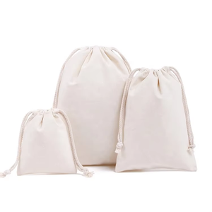 Sacs cadeaux en coton bio personnalisés, écologiques, petits, en toile, avec cordon de serrage et logo personnalisé, vente en gros - Product Image 2