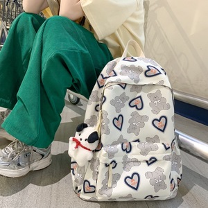 Little Bear Pattern Backpack 15 Inches With Keychain For Girls School Education - Product Image 4