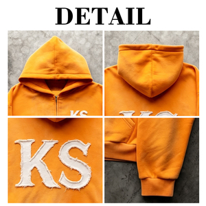 เสื้อฮู้ดดี้ทรงบ็อกซี่แบบครอป ผ้าหนา 420 กรัม ซิปคู่ ล้างสีแบบแอซิดวอช ปักโลโก้แบบแอพพลิเคชั่น - Product Image 6