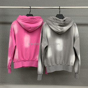 เสื้อฮู้ดเย็บปักซิปสองชั้นมีฮู้ดผ้าเกล็ดปลาซักกรดเทอร์รี่ไซส์ใหญ่พิเศษ - Product Image 2