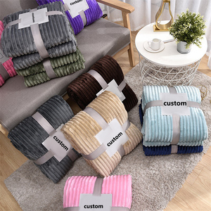 Chăn nỉ flanel kẻ sọc, chất liệu polyester, trang trí nhà cửa hiện đại, in logo theo yêu cầu của nhà sản xuất - Product Image 3