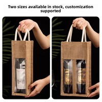 Sac cadeau pour vin rouge, boîte en lin, sac à main pour emballage simple ou double de spiritueux avec fond et côtés