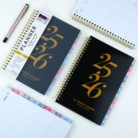 Agenda Personalizada 2025 2026 Ecológica de PVC con Logotipo en Dorado, Espiral, Papel A5, Organizador Diario, Semanal y Mensual, 80 Hojas, CMYK
