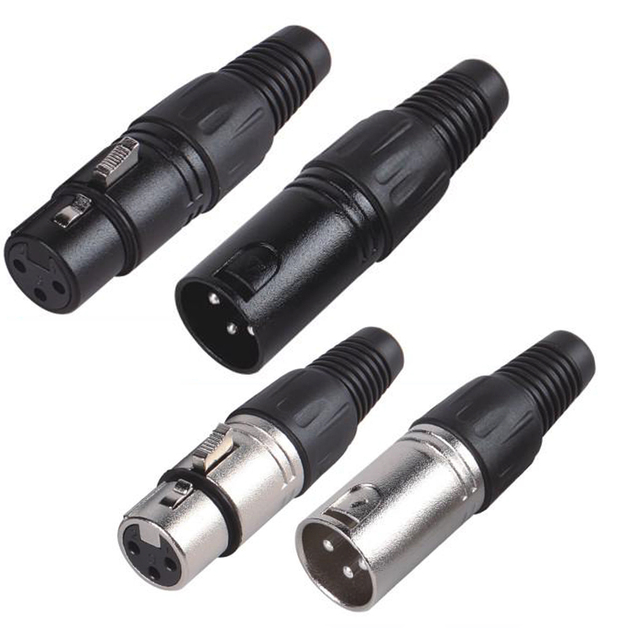 3 Pin 4 Pin XLR Audio Cable Connector MIC Male Plug Female Jack Professional Microphone Wire Connector Power Adapter