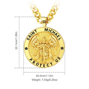 Colgante de San Miguel con Sello de Doble Cara Chapado en Oro de 18K al por Mayor, Talismán de Protección Oculta para Brujería y Espiritualidad - Product Image 2
