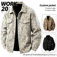 Blouson Bomber Vintage en Toile à Manches Longues pour Homme, Vêtement Décontracté en Polyester, Tenue de Travail pour Jeunes, Commerce International Transfrontalier