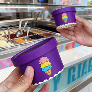Carino Mini 3oz 5oz 8oz gelato frappè gelato gelato bicchieri di carta riciclabile deserto piccolo Yogurt tazza per imballaggio di carta con coperchio cucchiaio - Product Image 2