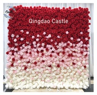 O-FW003 Mur de fleurs 3D personnalisé en tissu, panneau mural décoratif en fleurs artificielles de roses en soie pour mariage, toile de fond