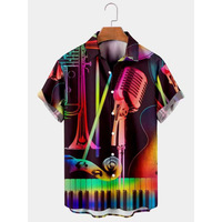 STM323 Herren 3D-Digitaldruck Gitarren-Volldruck-Serie Revers-Cardigan Kurzarm-Hemd Anpassbares Muster Stoff