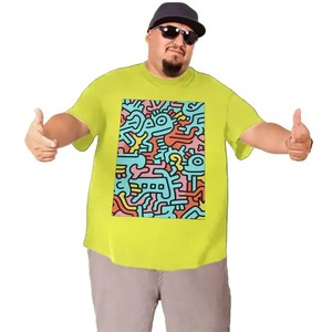 Camiseta de hombre de talla grande con imagen personalizada, ropa de calle de algodón 100%, serigrafiada con contraste de patrón de Anime y diseño 3D, diseño en blanco - Product Image 1