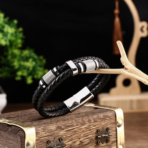 <span class=keywords><strong>Precio</strong></span> al por mayor, pulsera <span class=keywords><strong>de</strong></span> cuero personalizada, joyería para <span class=keywords><strong>hombre</strong></span>, brazalete <span class=keywords><strong>de</strong></span> <span class=keywords><strong>cordón</strong></span> <span class=keywords><strong>de</strong></span> cuero trenzado <span class=keywords><strong>de</strong></span> acero inoxidable - Product Image 4