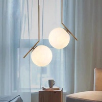 Nordic light luxe en laiton boule de verre restaurant bar Creative chambre lustre de chevet