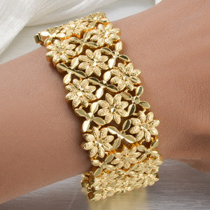 luxury fine custom women flower hollow 18k gold plated waterproof anti tarnish <b>copper</b> chain link tennis <b>bracelets</b> Main in China - Product Image 3