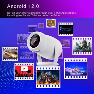โปรเจคเตอร์พกพาอัจฉริยะ 2026 Y400 ระบบ Android 12.0 ความสว่าง 300 ANSI ระบบ HD 4K Wifi6 ฉายภาพไร้สาย - Product Image 6