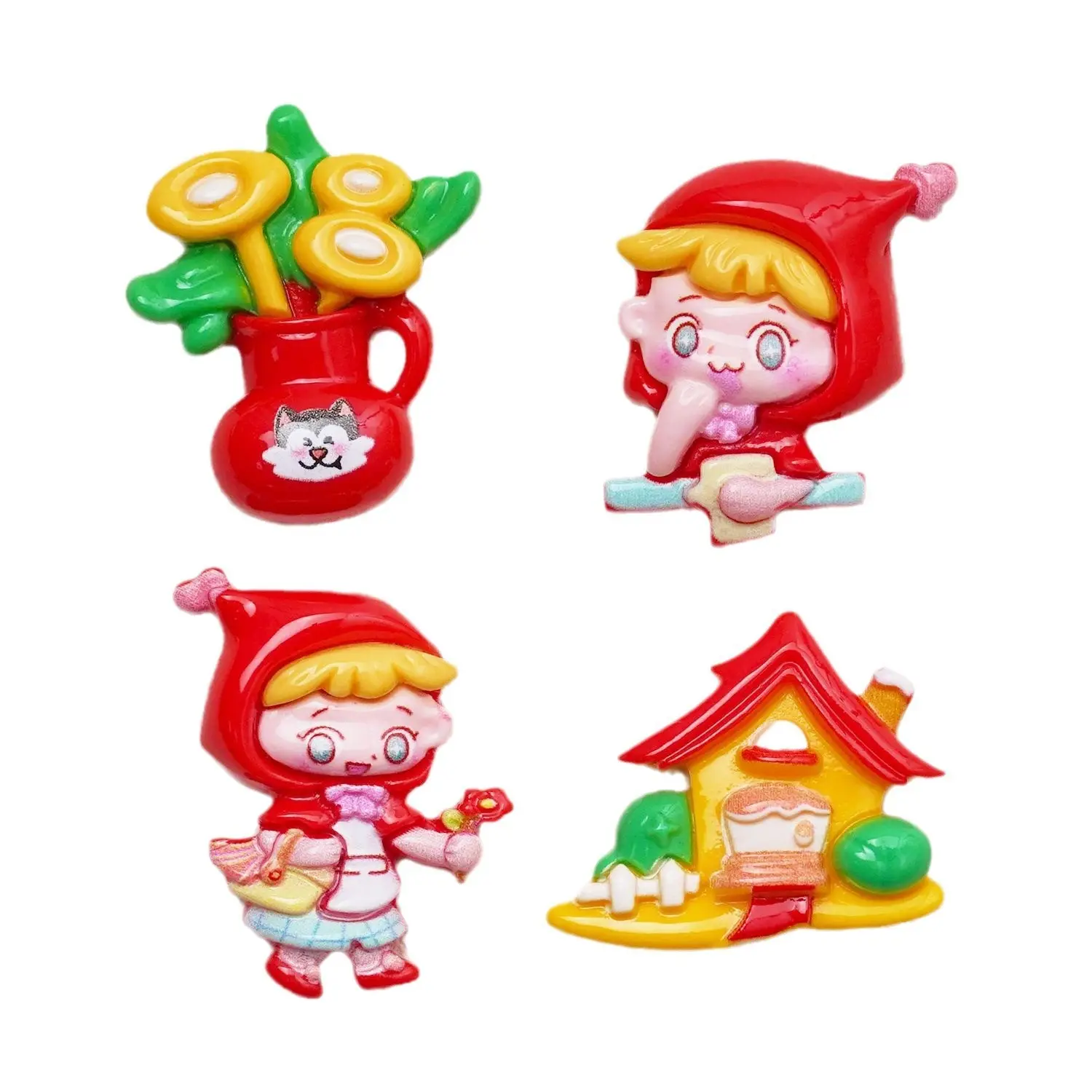 Kawaii flatback petit chaperon rouge accessoires en résine pour étui de téléphone bricolage porte-clés pendentif décoration de la maison pinces à cheveux faisant